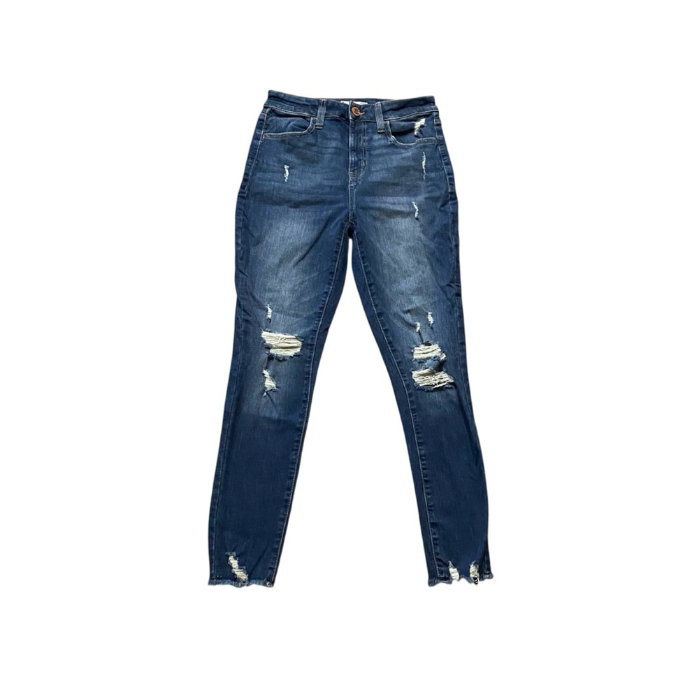 So Goods For Life Women's High Rise Dark Wash Distressed Torn Jeggings Sz 9